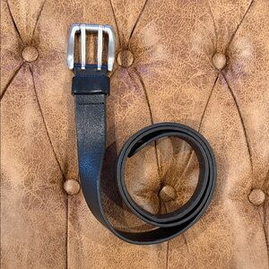 Genuine Leather BlackBelt with Silver Buckle